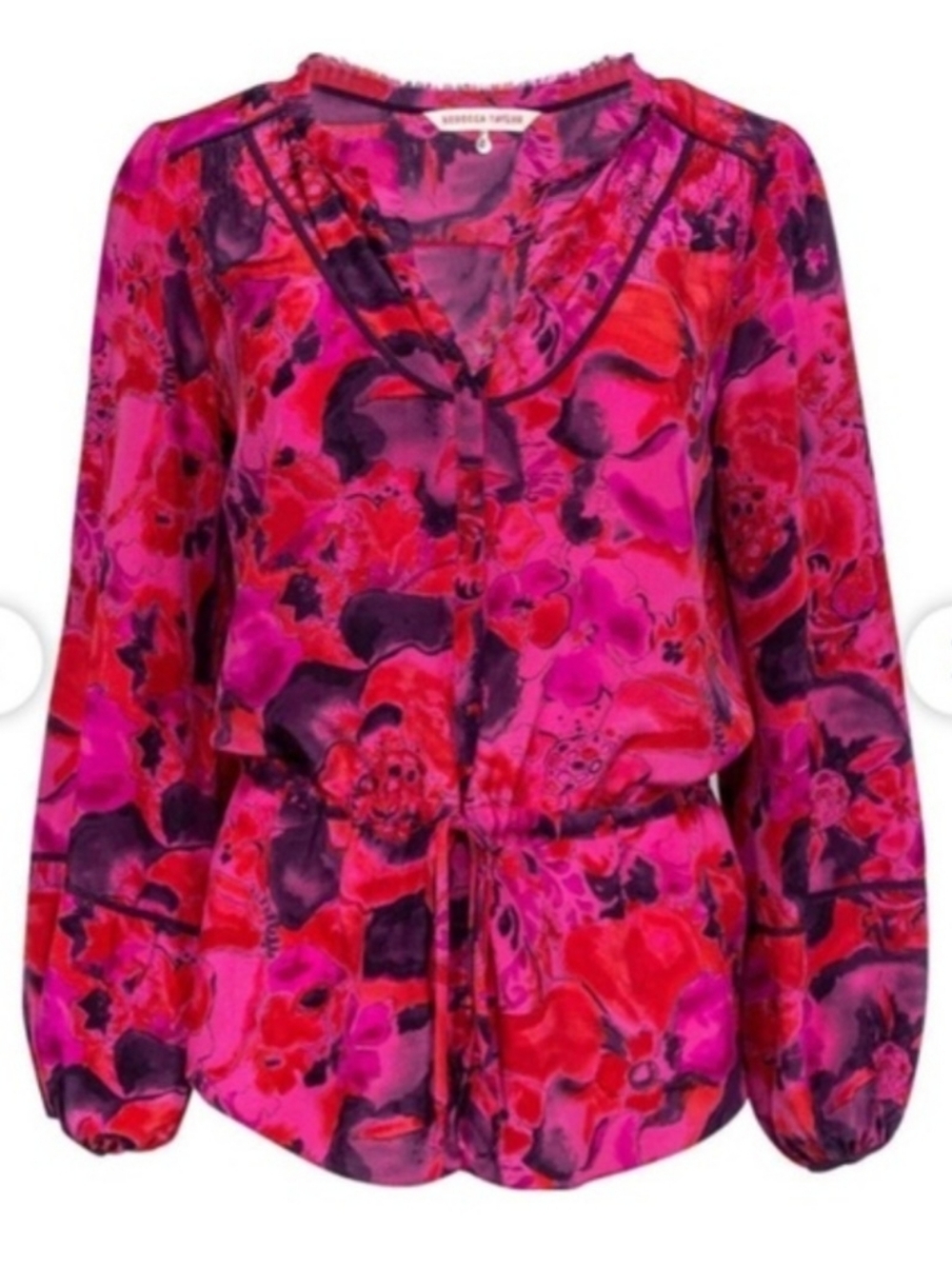 Rebecca Taylor Vibrant Pink, Red And Purple Silk Blouse Size 8